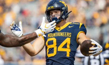 WVU football TE Ryan Ward discusses challenges blocking for QB Michael Hawkins Jr.